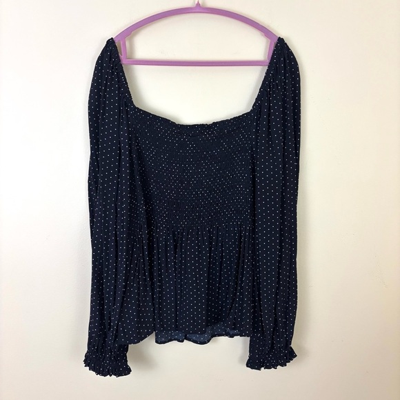 NWT GAP Black/Polkadot Rayon Square Neck Off Shoulder Peplum Peasant Top (XXL) - Picture 13 of 15